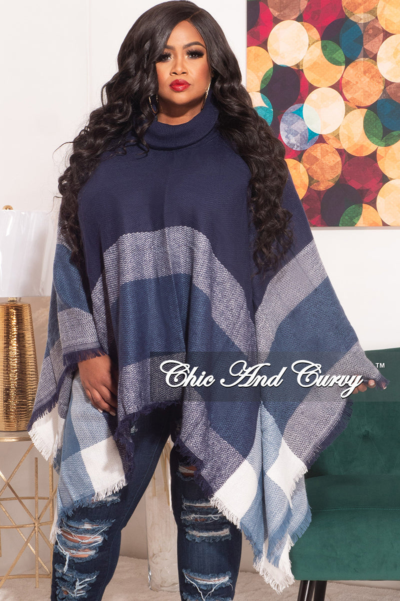 Final Sale Plus Size Poncho in Navy ...